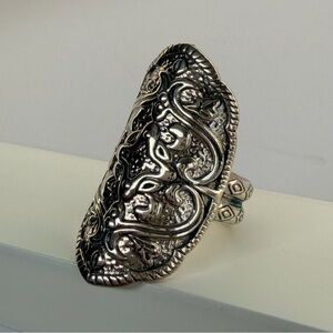 Silpada Ring R2809 HELEN OF TROY Shield Oxidized Sterling Silver Size 8